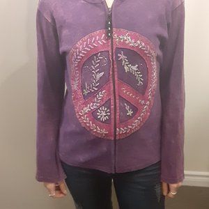 Boho Peace Sign Ark Hoodie- Size small- Excellent Condition